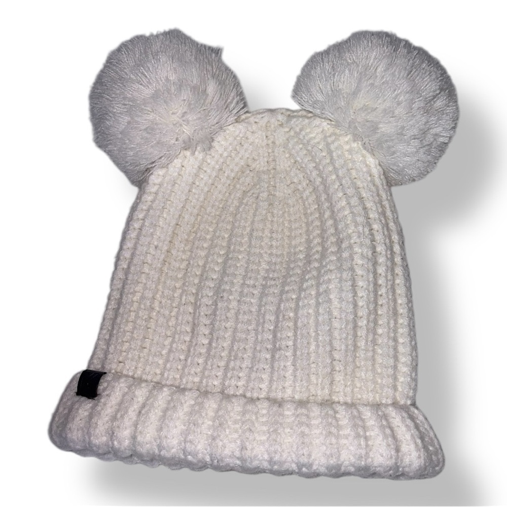 Karl Lagerfeld Women's Double Pom Pom Chunky-Knit Beanie